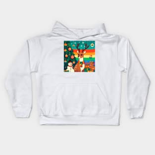 Queer deer, christmas tree with gift Kids Hoodie